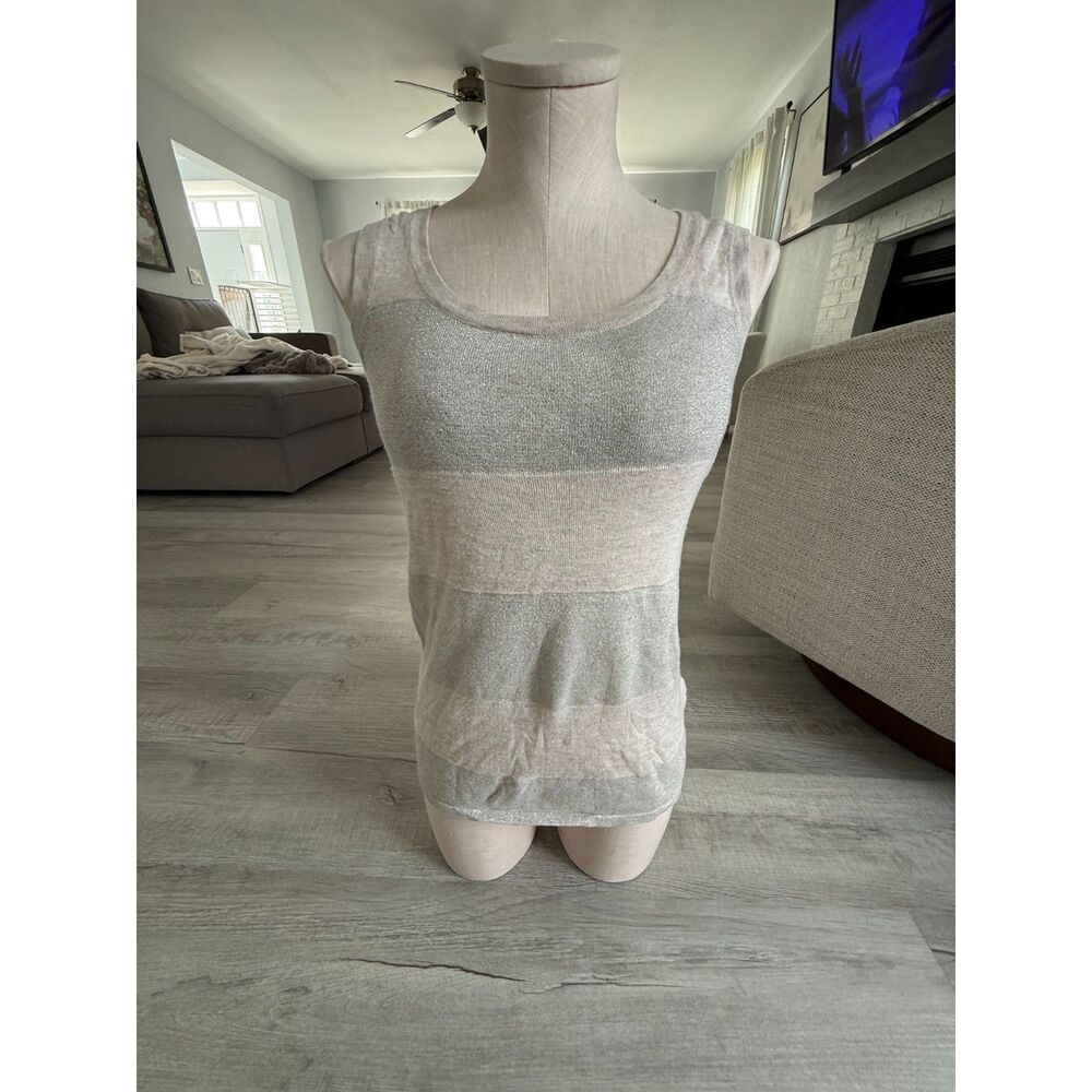 GAP small beige and silver shimmer tank top